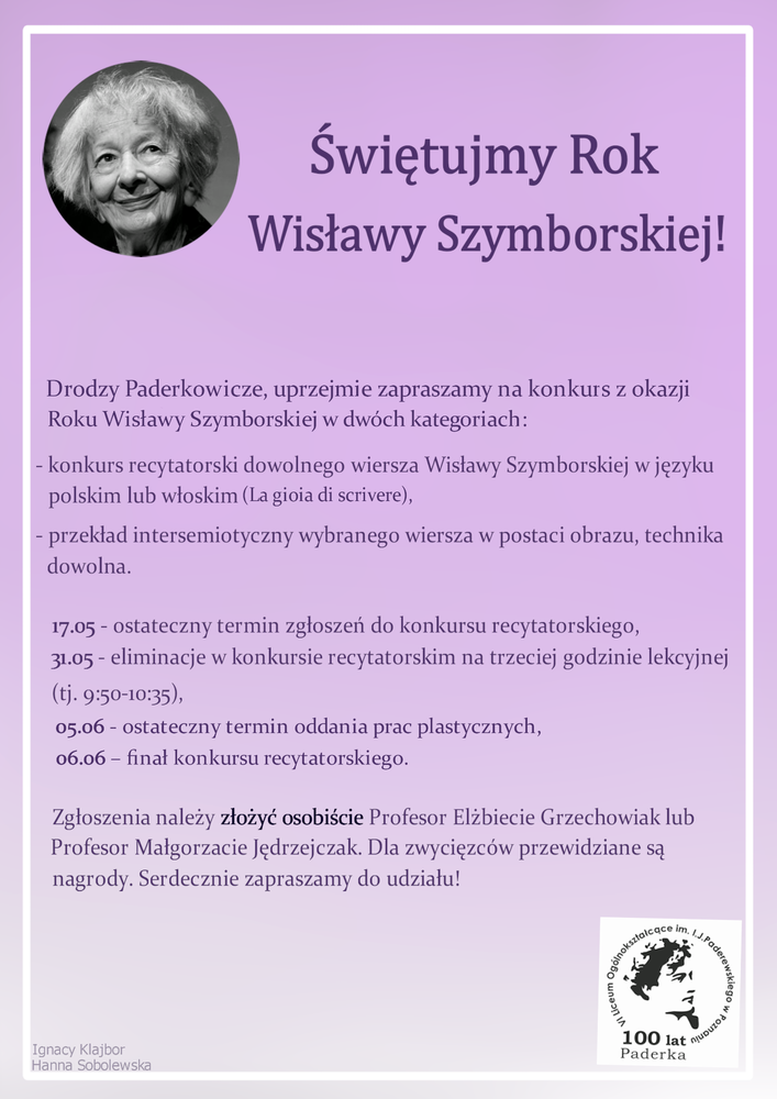 konkurs Szymborska 2023